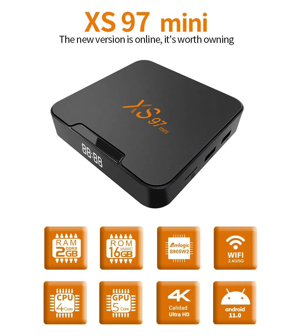 Xplus in TV Box Brasil IPTV S905W2 Xs97mini Dual WiFi 2+16GB Media Player Set Top Box Control Remoter Xs97mini
