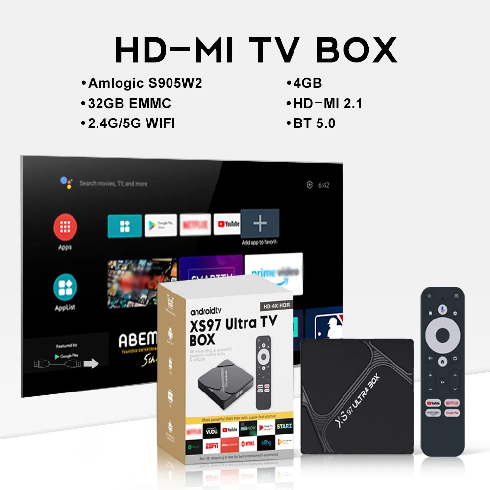 Xs97 Ultra 4K IPTV Set-Top Box with Amlogic S905W2