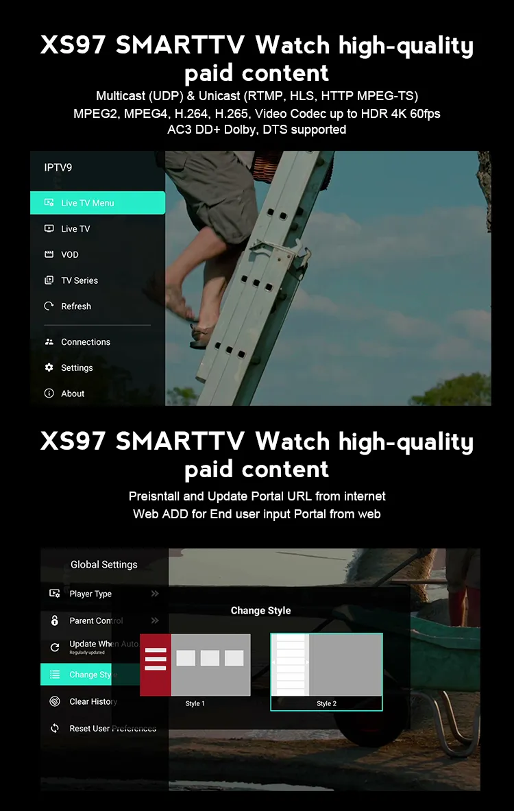 2025 Hot Selling Xs97 ATV PRO Set-Top Box with Bluttooth Remote Control and IPTV Application