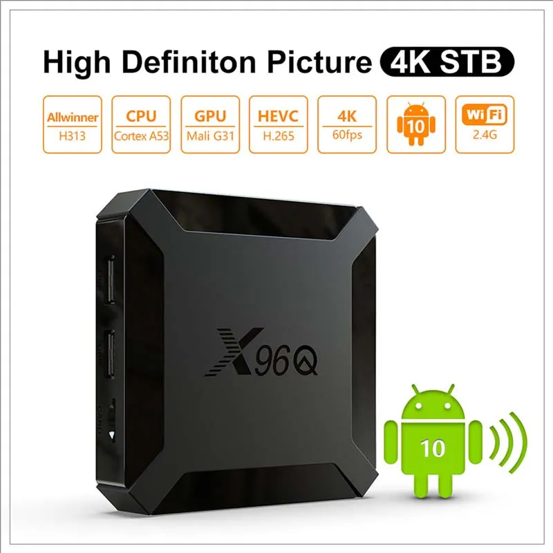 Original X96q Allwinner H313 8GB/16GB Android 10.0 TV Set Top Box 4K Media Player