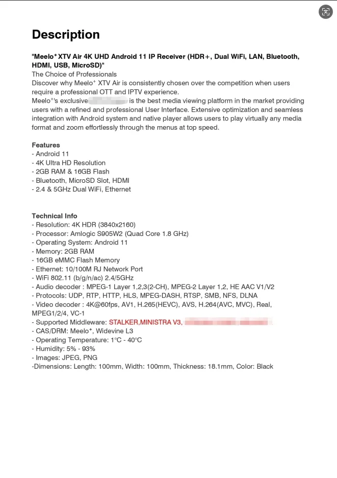 2025 TV Box Meelo Xtv Air Amlogic S905W2 Android 11.0 Smart Set-Top Box Bt 5.0 2GB 16GB with Smarter TV Boxes Stalker etc