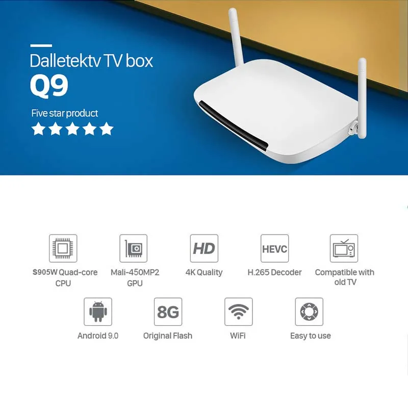 Leadcool Q9 S905W 2g 16g Android 9.0 1GB 8GB 2.4G WiFi 4K Smart IPTV Set-Top Box