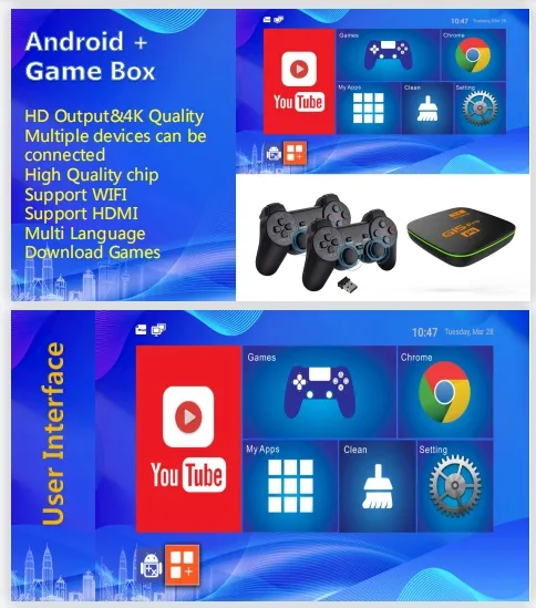Smart Android Game Set-Top Box Gi5 Dual-Handle TV Game Console TV Home Game Console 10000 Simulators 2.4G Wireless