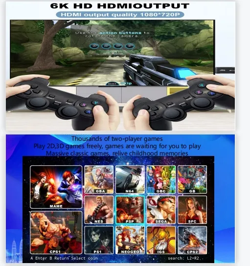 Smart Android Game Set-Top Box Gi5 Dual-Handle TV Game Console TV Home Game Console 10000 Simulators 2.4G Wireless