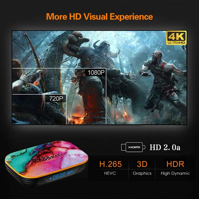 Hot Sale Android TV Box Rk88 Max+ Android 11 IPTV Rk3318 Media Player 4K Set Top Box