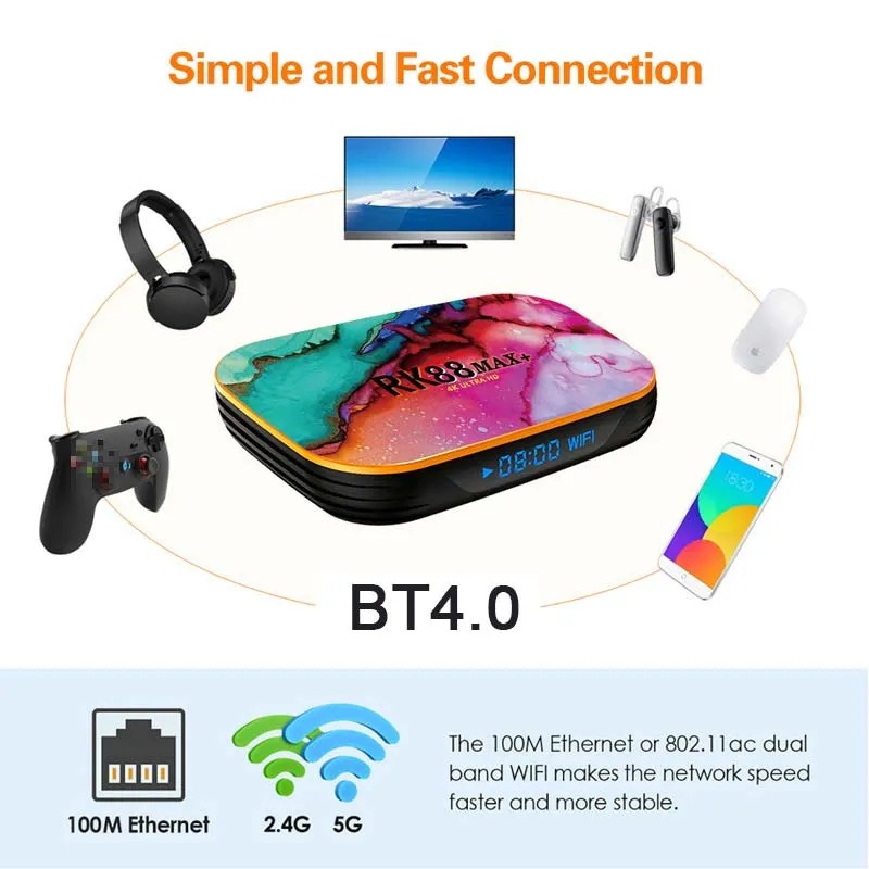Hot Sale Android TV Box Rk88 Max+ Android 11 IPTV Rk3318 Media Player 4K Set Top Box