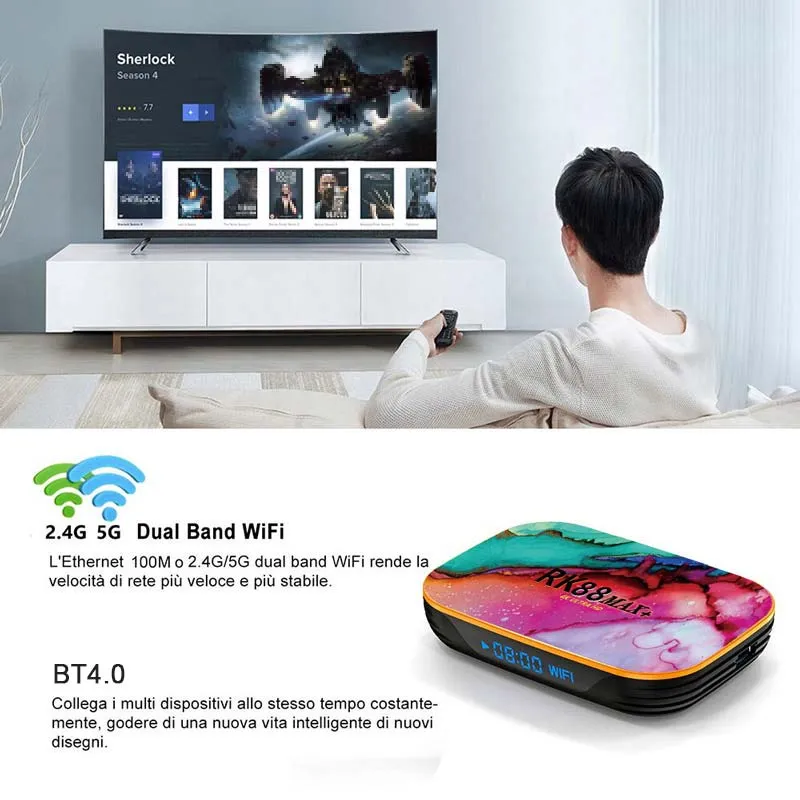 Hot Sale Android TV Box Rk88 Max+ Android 11 IPTV Rk3318 Media Player 4K Set Top Box