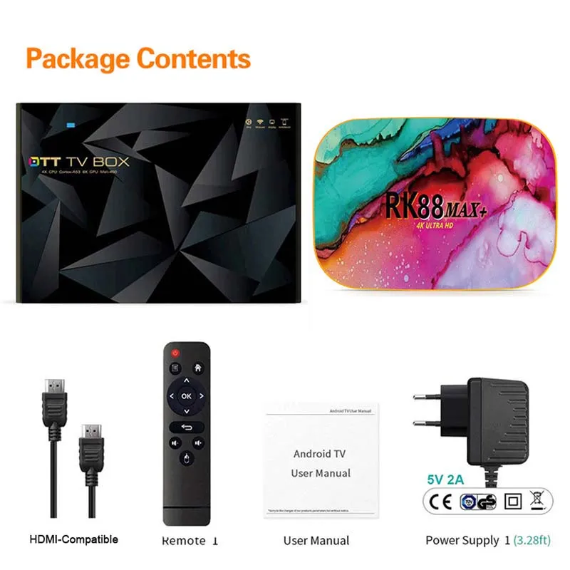 Hot Sale Android TV Box Rk88 Max+ Android 11 IPTV Rk3318 Media Player 4K Set Top Box