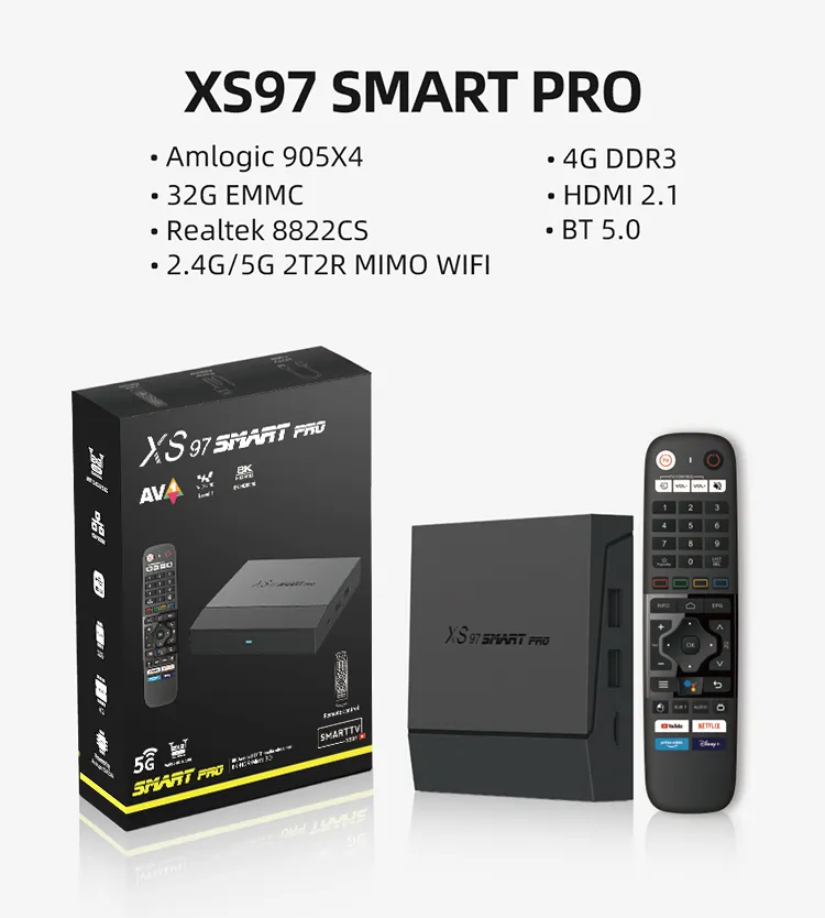 Stock Available Xs97 Smart PRO Android Base TV System AV1 Digital Set-Top Box