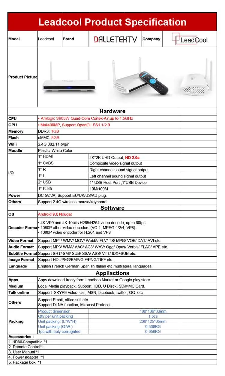 Leadcool Android 11.0 TV Box 2GB+16GB 4K HD Android Smart TV Box Streaming Media Player H. 265 WiFi Set Top Box