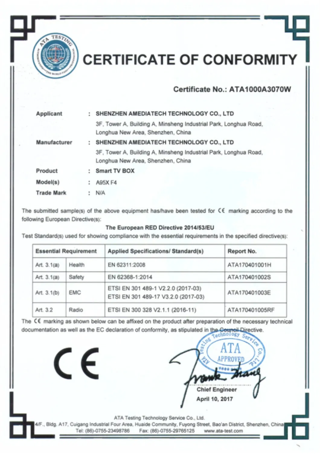 Android 10.0 A95xf4 Set Top Box 2.0GHz Quad Core with Qhdtv