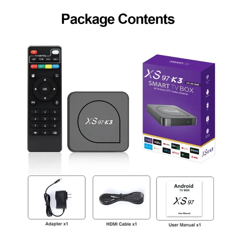 Xs97 K3 Set-Top Box Quad Core1GB 8GB Dual Band WiFi 4K HD Smart Android TV Box