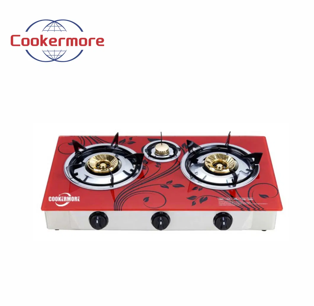 Africa Fashion Kitchen Stainless Steel Material Tempered Glass Top Gas Stove