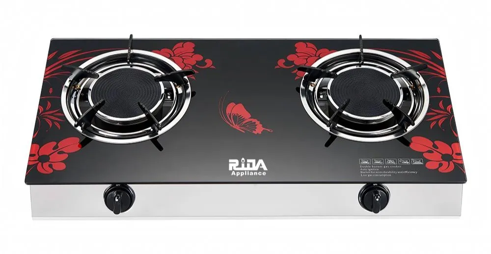 Bestselling Infrared Table Gas Cooker with Ceramic Glass Cooktop 2-Burner Stove