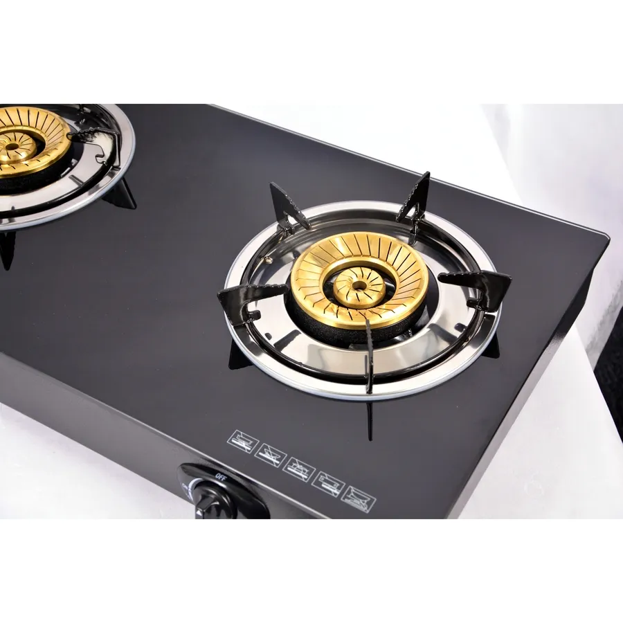 Chinese Custom Desktop 2 Burner Tabletop Tempered Glass LPG Gas Stove