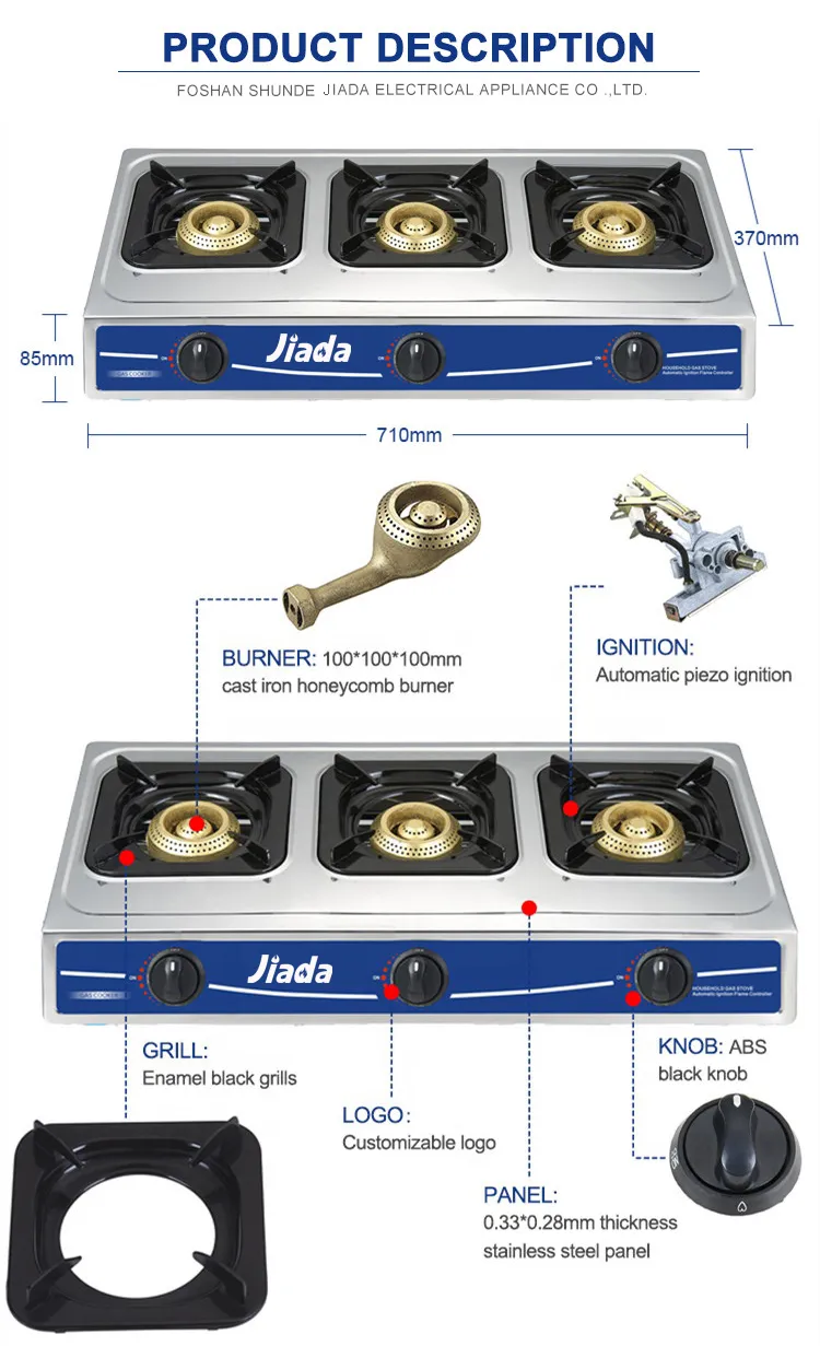 Chinese Hot Sale Household Kitchen Home Use Good High Quality Commercial Cheap Price Best 3 Burner Gas Stove
