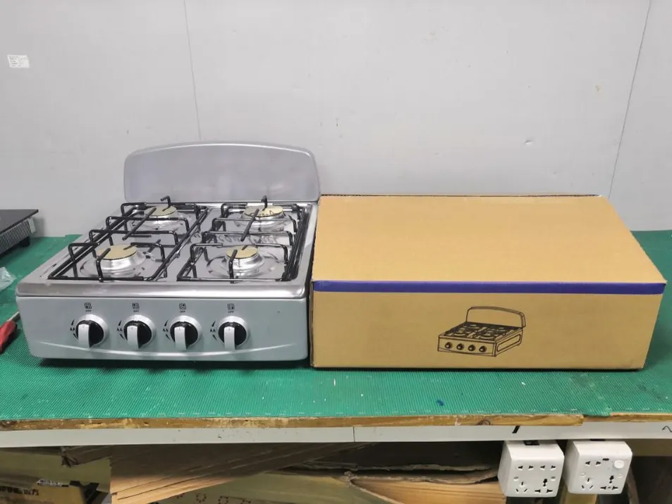 Modern Elegent 4 Enameled Burner Gas Cooking Stove with Chic White Shelf