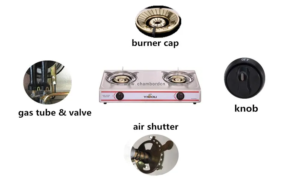 Gas Cooker Powerful 2 Brass Burner Stainless Steel Gas Stove