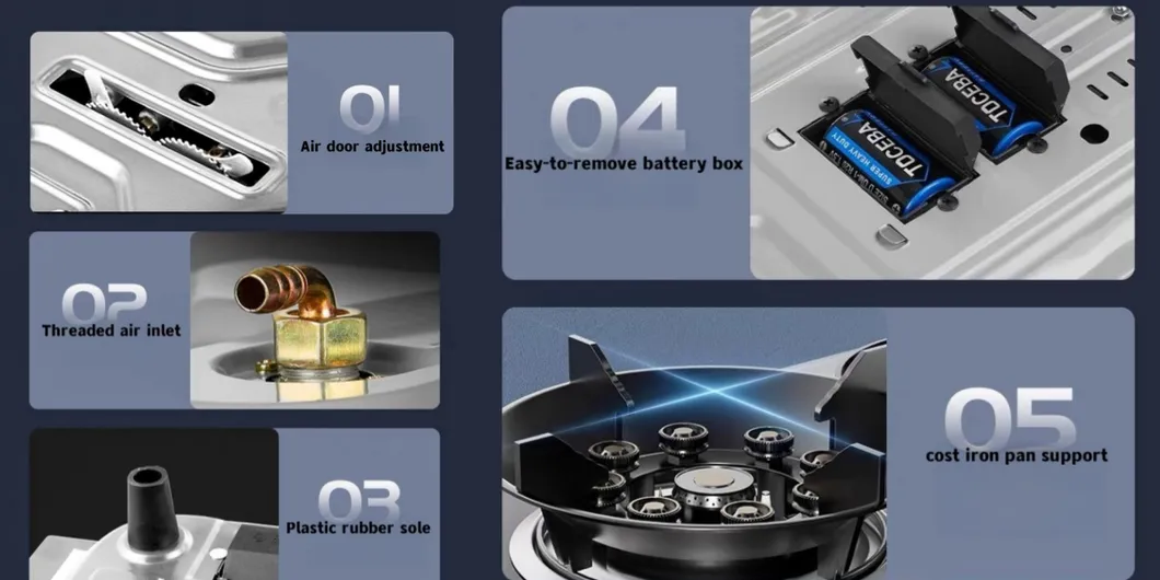 High Efficiency Super Blue Flame 2 Burner Temperred Glass Gas Stove