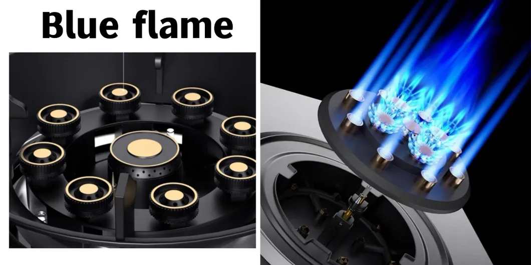 High Efficiency Super Blue Flame 2 Burner Temperred Glass Gas Stove