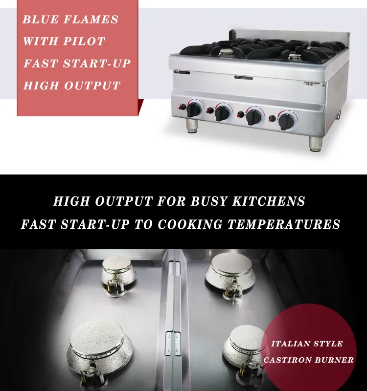 Free Standing Stainless Steel Portable Counter Top 4-Burners Gas Cooking Range Kitchen Table Top Cooker Gas Stove