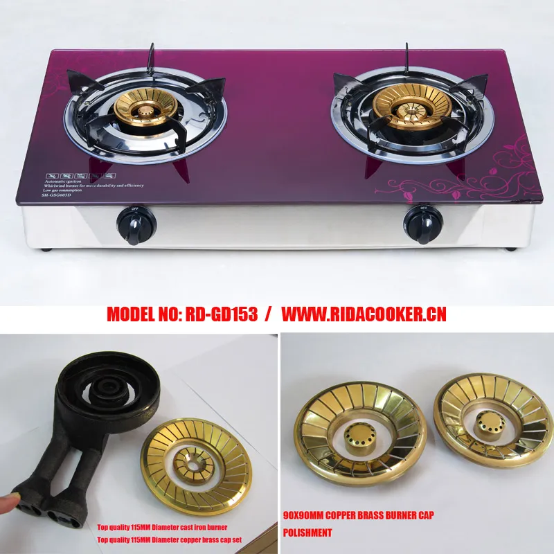 Bangladesh Market Hot Sale Glass Top Double Burner Gas Stove