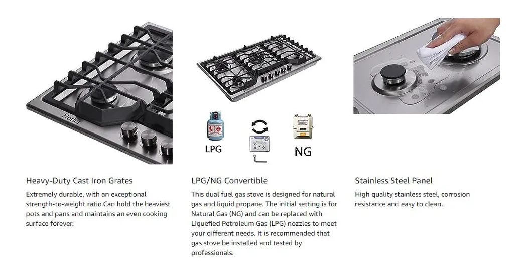 2023 Factory Price China Manufacturing Built-in Three Burners Tempered Glass Table Tops Gas Stove