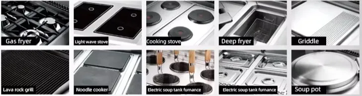 Um-UR-4b Stainless Steel Kitchen Equipment 4 (2/6) Burners Gas Clay Pot Stove Range &amp; Cabinet Gas Commercial 4 (2/6) Burner Stove