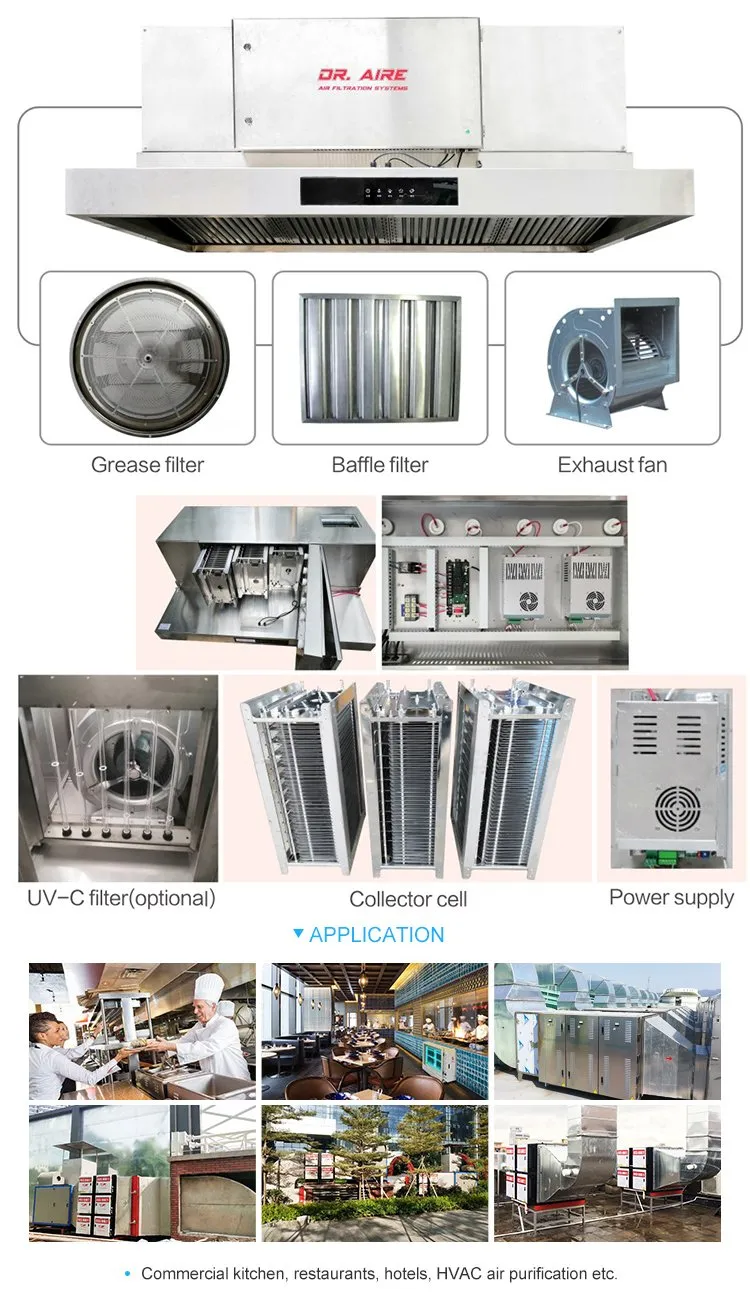 Dr Aire 95% Removal Efficient Kitchen Range Hood with Electrostatic Precipitator Esp