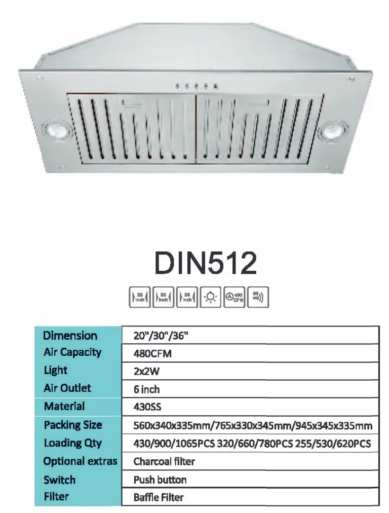 Dura Home 30-Inch Insert Stainless Steel Range Hood Cooker Hood