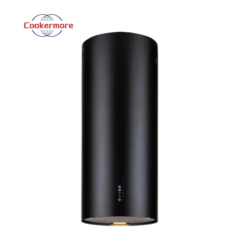 Sleek Round Cylinder Stainless Steel Island Kitchen Chimney Ventilation Range Hood