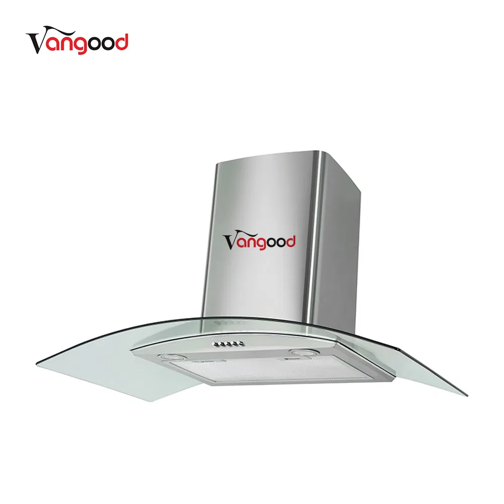 China Smart Household Range Electric Exhaust Chimney Copper Glass Cooker Hood for Kitchen