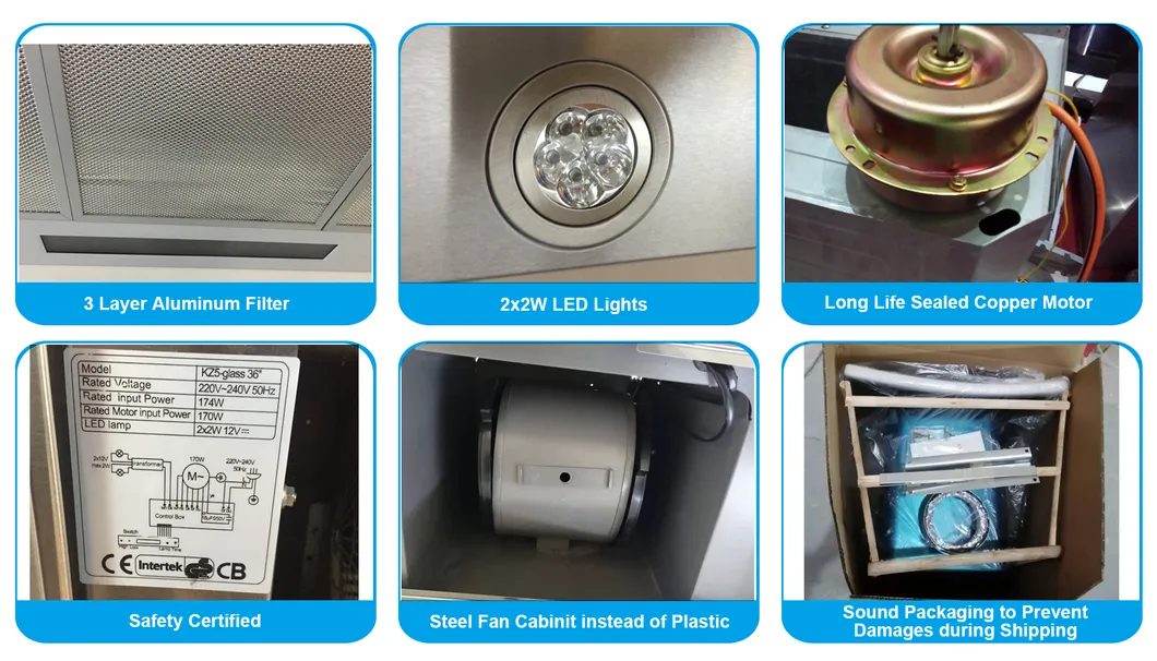 China Smart Household Range Electric Exhaust Chimney Copper Glass Cooker Hood for Kitchen