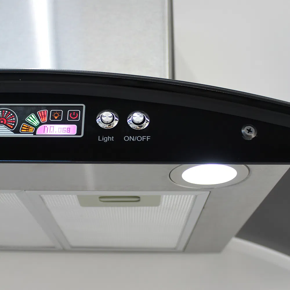 Innovative Wall-Mounted Curved Side Suction Range Hood for Homes