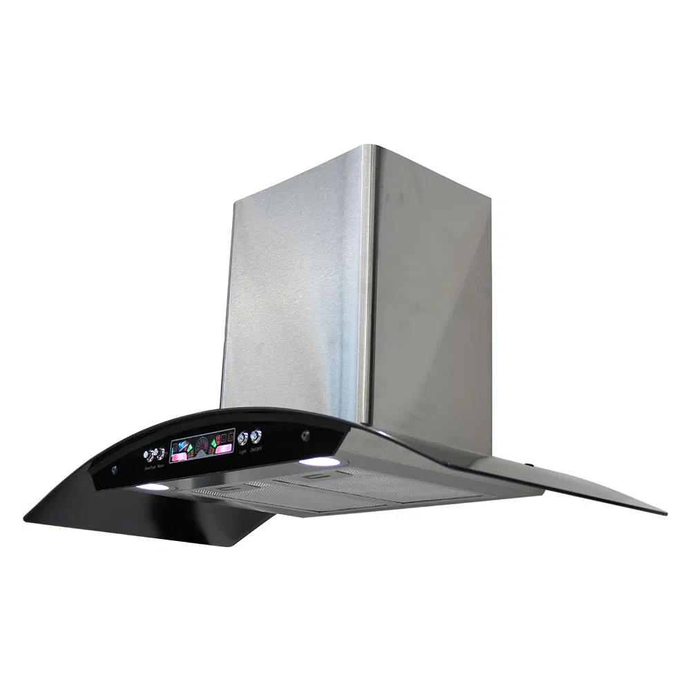 Innovative Wall-Mounted Curved Side Suction Range Hood for Homes