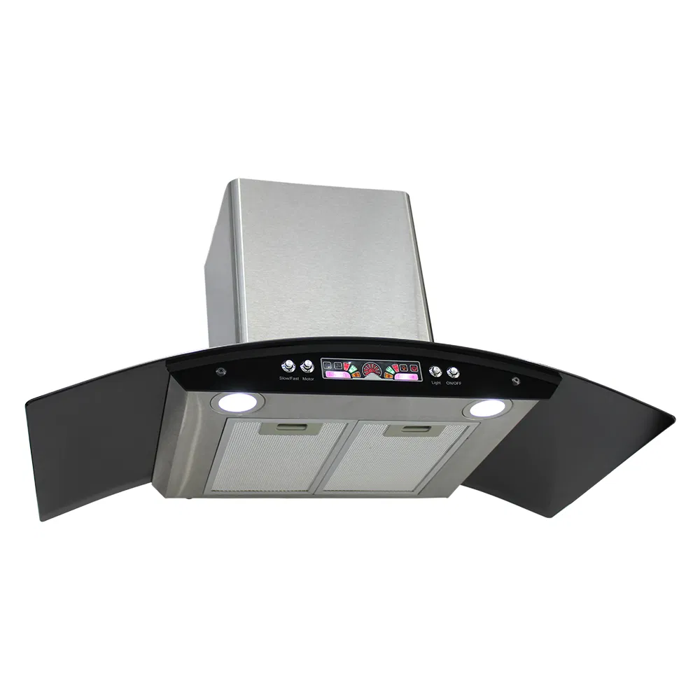 Innovative Wall-Mounted Curved Side Suction Range Hood for Homes