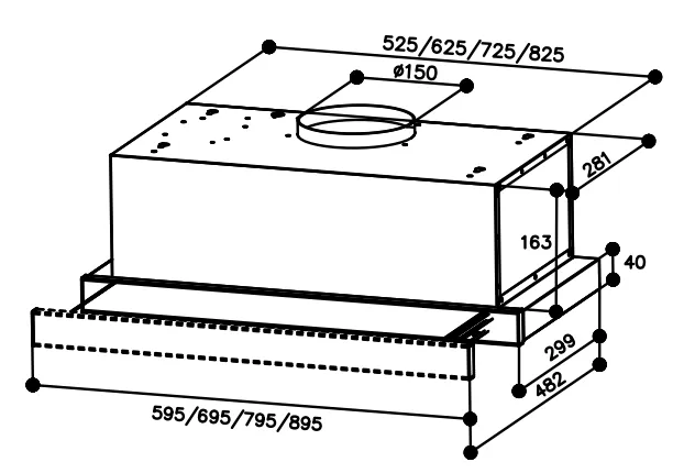 Wall Mount Stainless Steel Telescopic Range Hood with Rocker Button