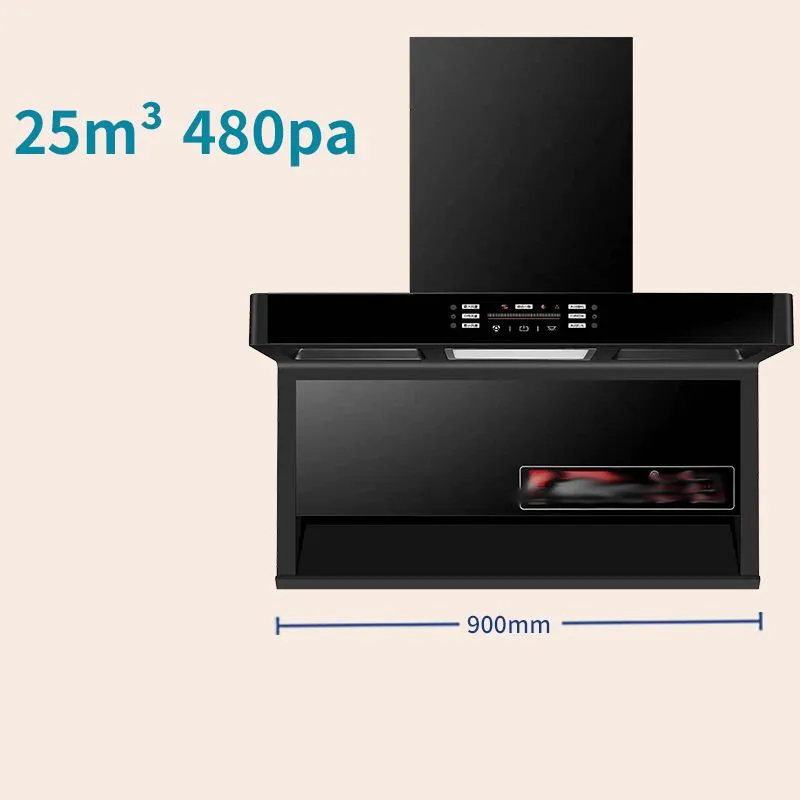 Household Kitchen Strong Suction 7 Shaped Top Side Dual Range Hood