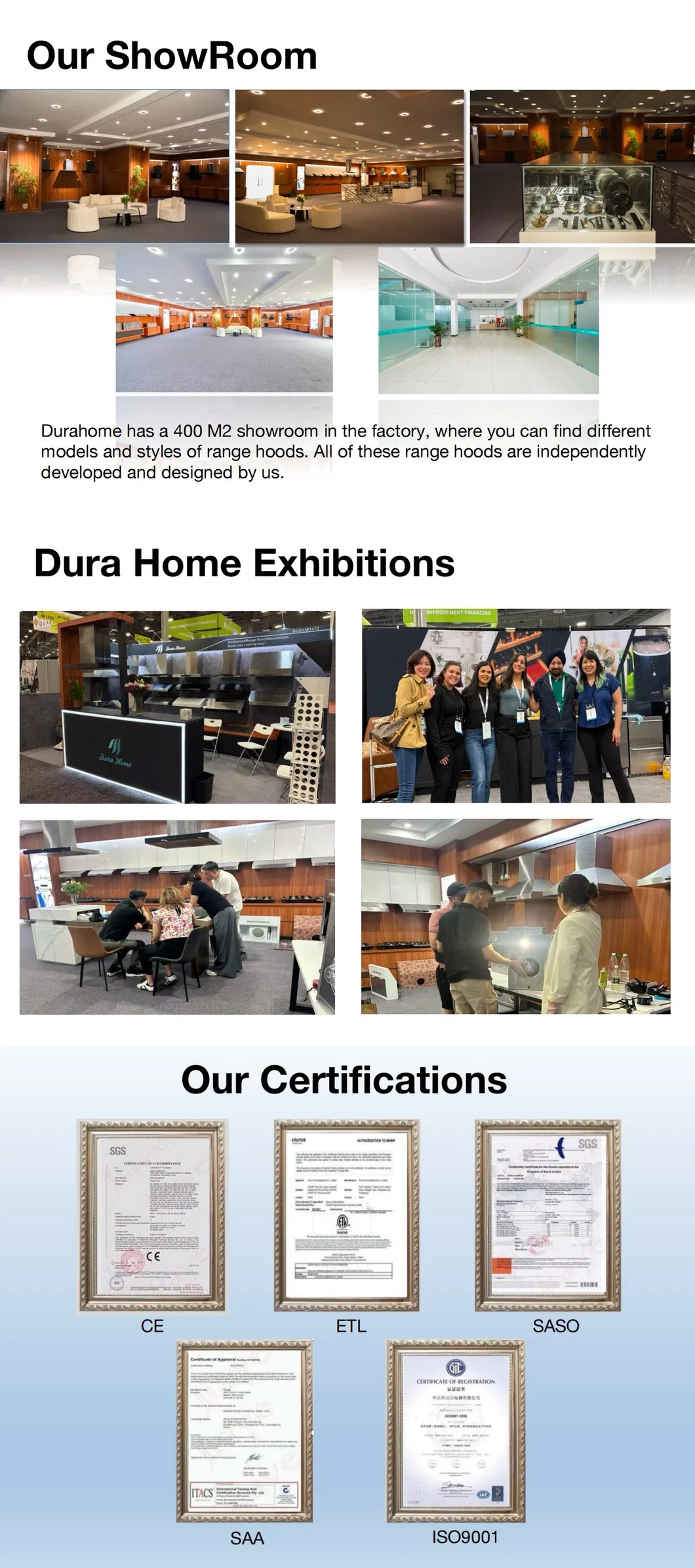 Powerful Stainless Steel Kitchen Hood Range Hood Chimney with 900 Cfm Performance Cooker Hood