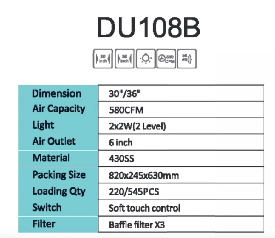 Powerful Stainless Steel Kitchen Hood Range Hood Chimney with 900 Cfm Performance Cooker Hood