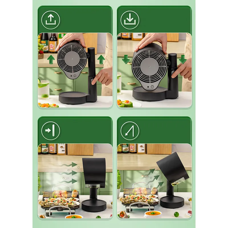 Kitchen Smart Range Hood Tabletop Exhaust Fan with Adjustable Angle Height and 2 Detachabl Washable Filters