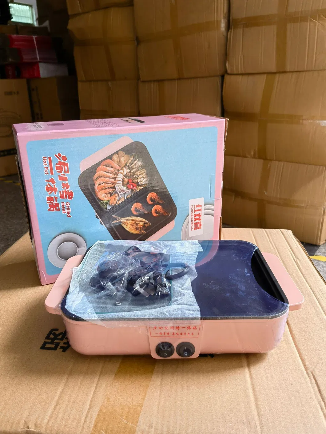 2 in 1 Electric Smokeless Grill and Hot Pot Electric 2 in 1 Hot Pot 2 in 1 BBQ Grill Hot Pot Two-Flavor Two Flavor Double Flavor Hot Pot Electric Grill Hot Pot