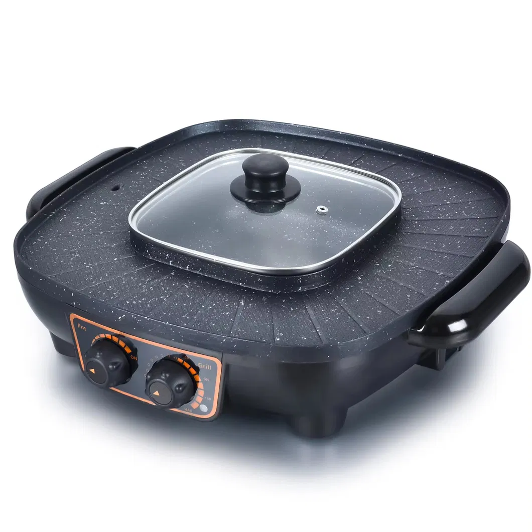High Quality 2 in 1 Multi-Functional Electric Grills with Hot Pot Electric Griddles Pan