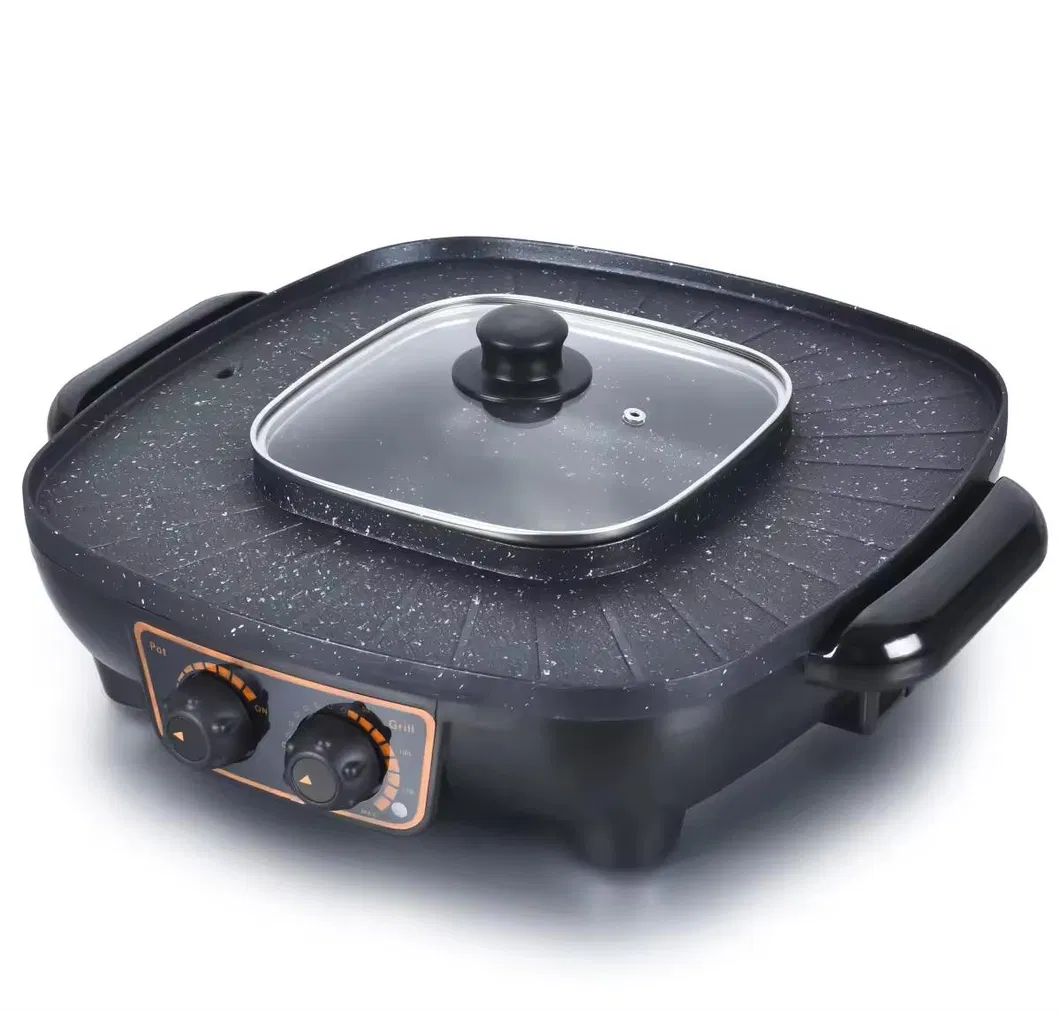 High Quality 2 in 1 Multi-Functional Electric Grills with Hot Pot Electric Griddles Pan