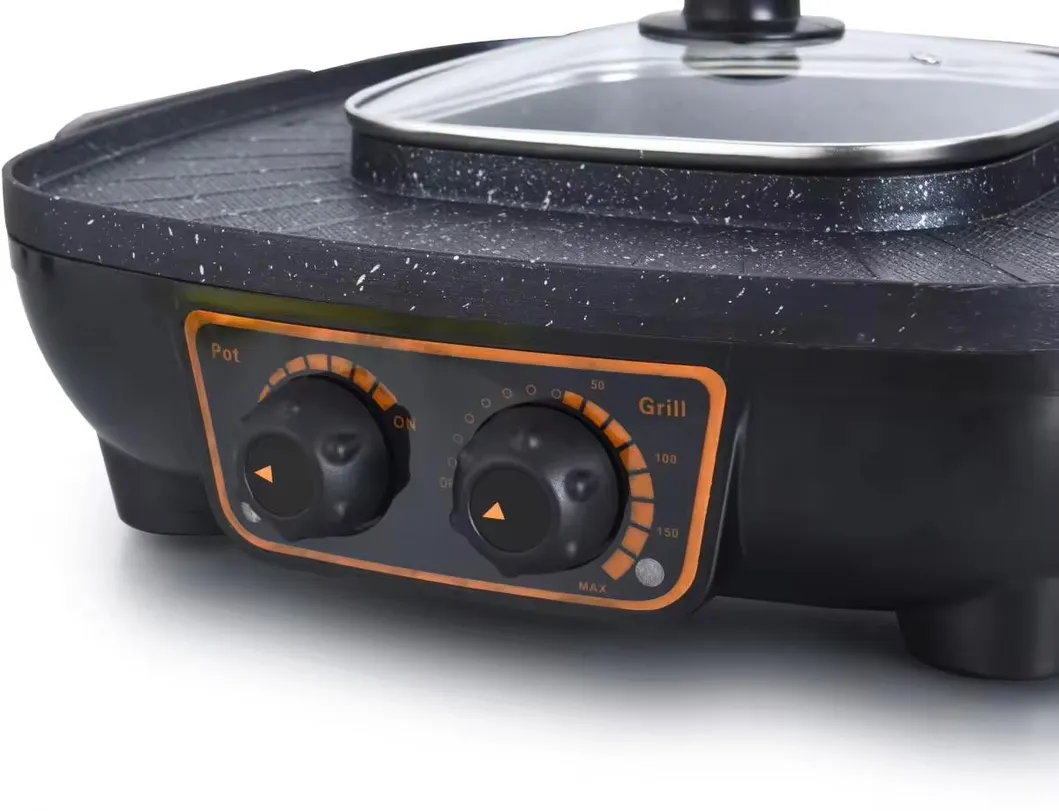 High Quality 2 in 1 Multi-Functional Electric Grills with Hot Pot Electric Griddles Pan