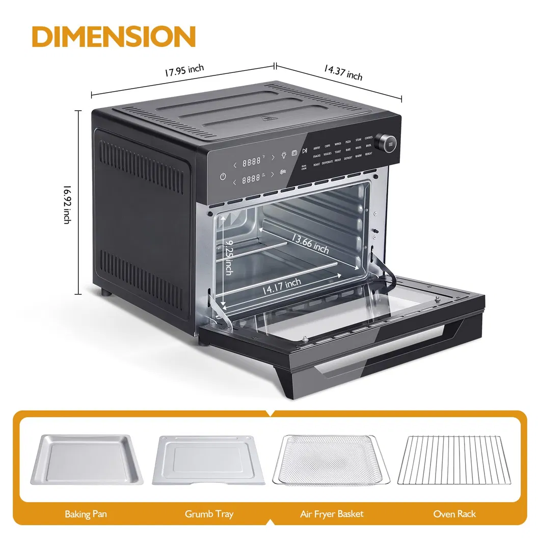 30L Large Countertop Convection 13" Pizza Chicken Basket Air Fryer Toaster Oven