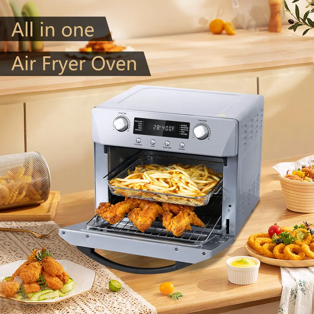 10-in-1 Convection Countertop Toaster Rotisserie Dehydrator Silver Air Fryer Oven