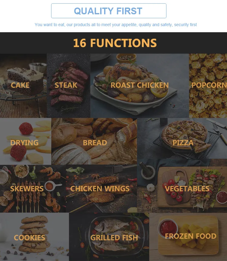 1700W 26L Large Capacity Smart Digital Oil Free Stainless Steel Hot Air Air Fryer Oven