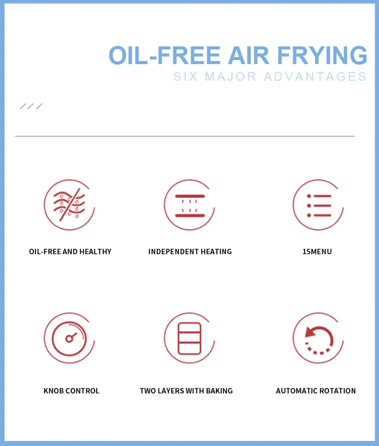 1700W 26L Large Capacity Smart Digital Oil Free Stainless Steel Hot Air Air Fryer Oven