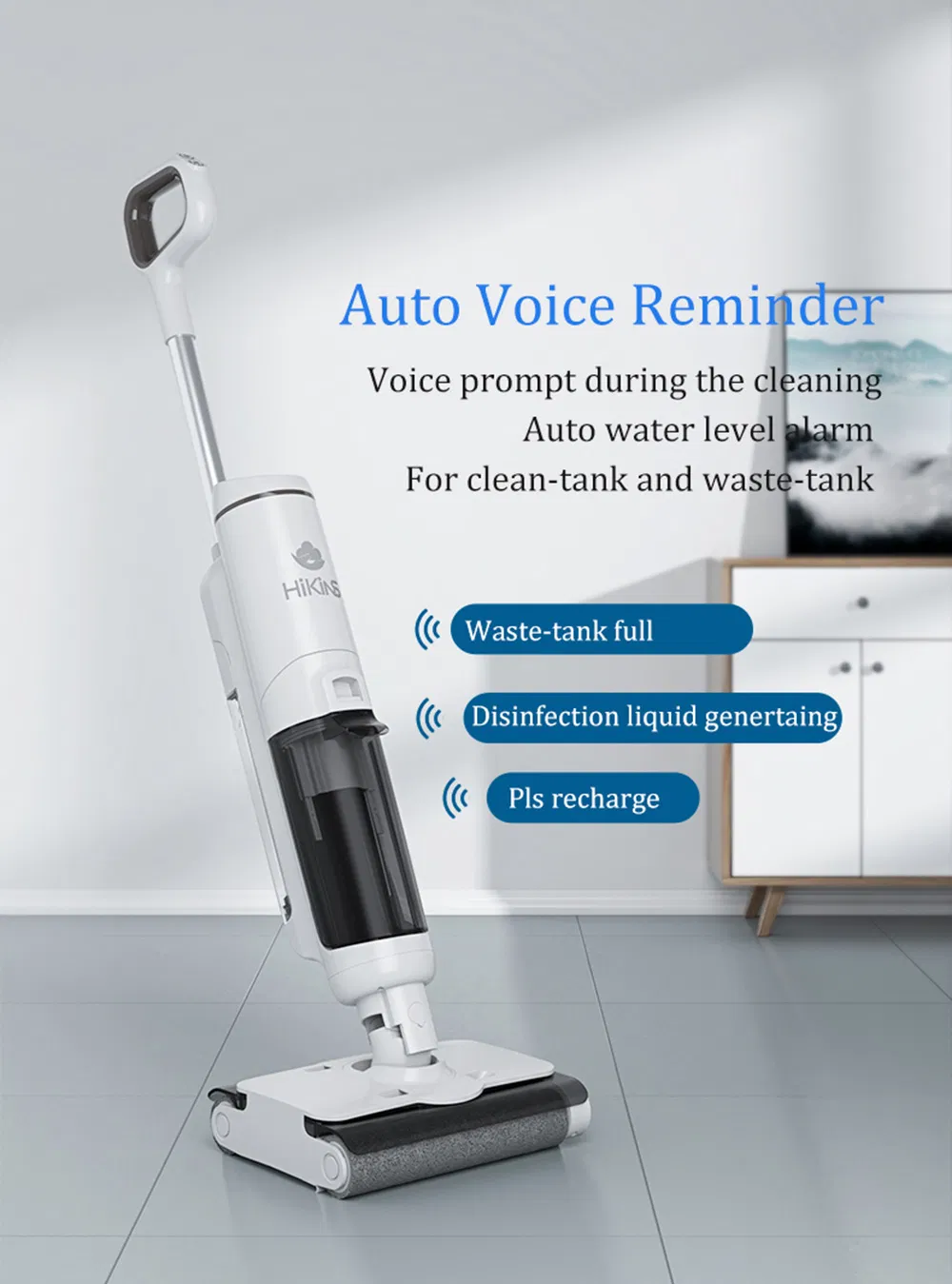 Household 15kpa Floor Cleaning Rechargeable Cordless Hot Drying Floor Scrubber